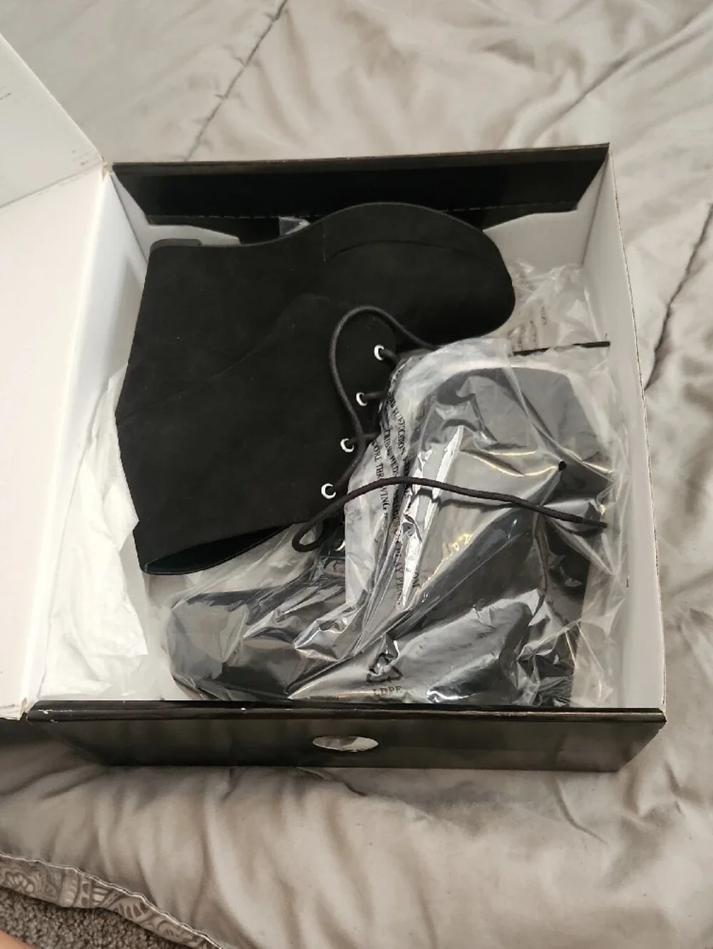 G by Guess Black Suede Lace-Up Wedge Booties